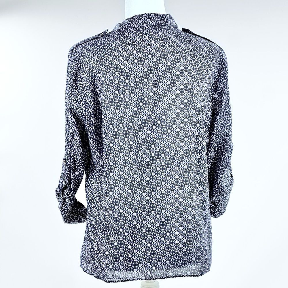 Tory Burch lightweight sheer pattern button down blouse M - Picture 2 of 13